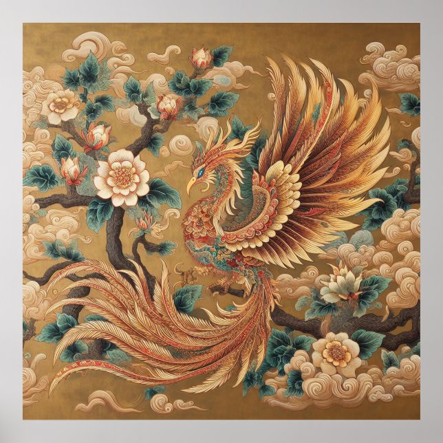 Majestic Chinese Phoenix - Traditional Myth Art Poster (Framsidan)