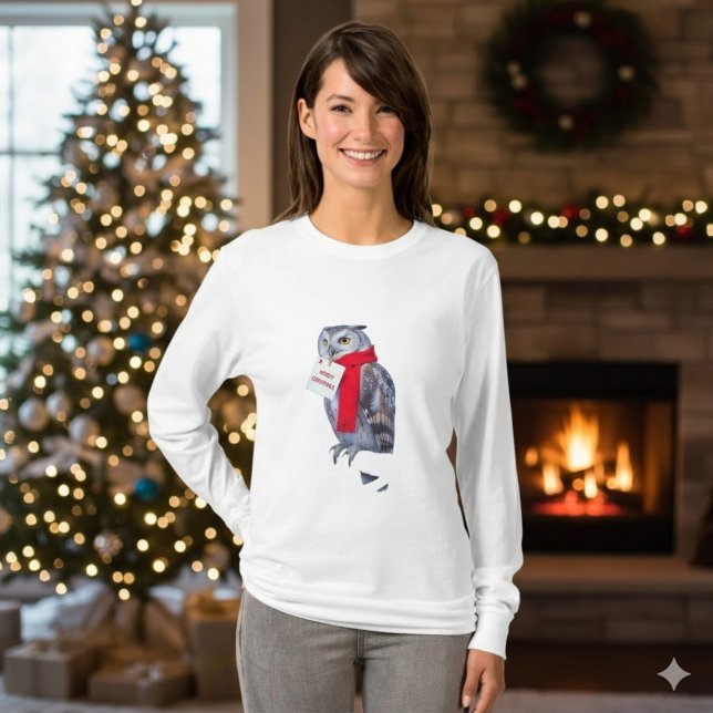 Majestic Christmas Owl Snowy Winter T-Shirt (Skapare uppladdad)