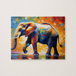Majestic Colorful Abstrakt Elephant Pussel