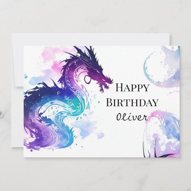 Majestic Colorful Dragon Birthday Kort (Framsida)