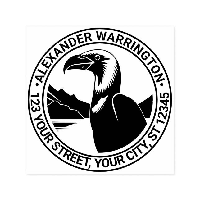 Majestic Condor Head #5 Namn Returadress Självfärgande Stämpel (Design)