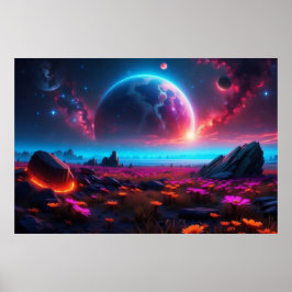 Majestic Cosmic Fantasy Ligcape Vibrant Poster
