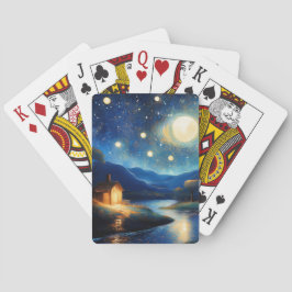 Majestic Cottage Under Moon Playing Cards Casinokort