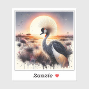 Majestic Crane in Sunset over African Ligcape Klistermärken