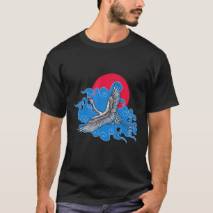Majestic Crane Japane Crane Bird Illustratio T Shirt