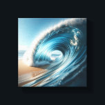 Majestic Crystal Clear Barrel Wave - Perfect  Canvastryck<br><div class="desc">A stunning digital masterpiece capturing the interior of a perfect, glass-like barrel wave. The translucent turquoise water and golden sunlight reflecting off the crest create a sense of pure serenity and natural wonder. Ideal for high-end coastal decor, surfing enthusiasts, or as a calming focal point in modern homes and offices....</div>