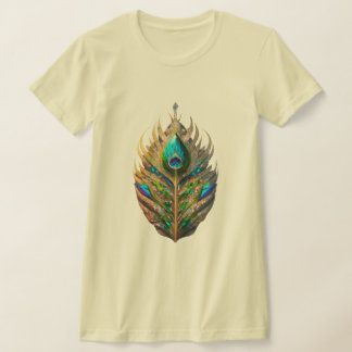 Majestic Crystal Peacock Feather Women's Slim Fit T Shirt