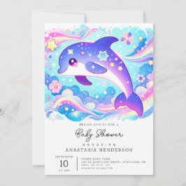Majestic Cute Dolphin Baby Shower Inbjudningar