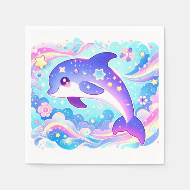 Majestic Cute Dolphin Baby Shower Pappersservett (Framsidan)