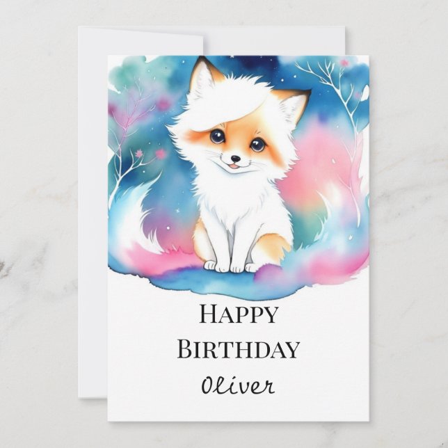 Majestic Cute Fox Birthday Kort (Framsida)