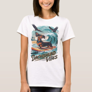 Majestic Dachshund Hund som fångar en vågsöverfång T Shirt