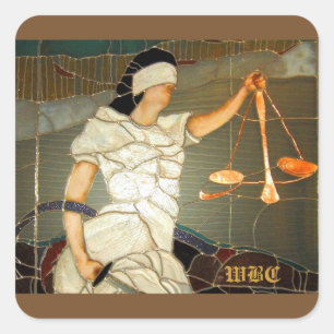 Majestic Dam Justice in Stached Glass Design Fyrkantigt Klistermärke