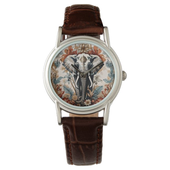Majestic Decorated Elephant Wildlife Armbandsur (Framsida)