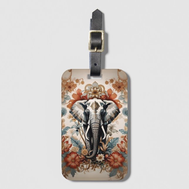 Majestic Decorated Elephant Wildlife Bagagebricka (Framsida vertikal)