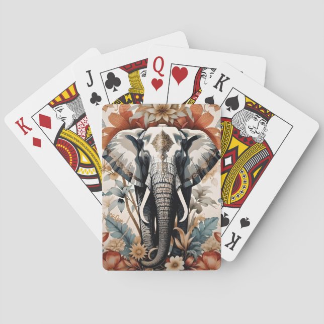 Majestic Decorated Elephant Wildlife Casinokort (Baksidan)