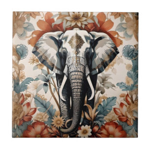 Majestic Decorated Elephant Wildlife Kakelplatta