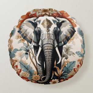 Majestic Decorated Elephant Wildlife Rund Kudde