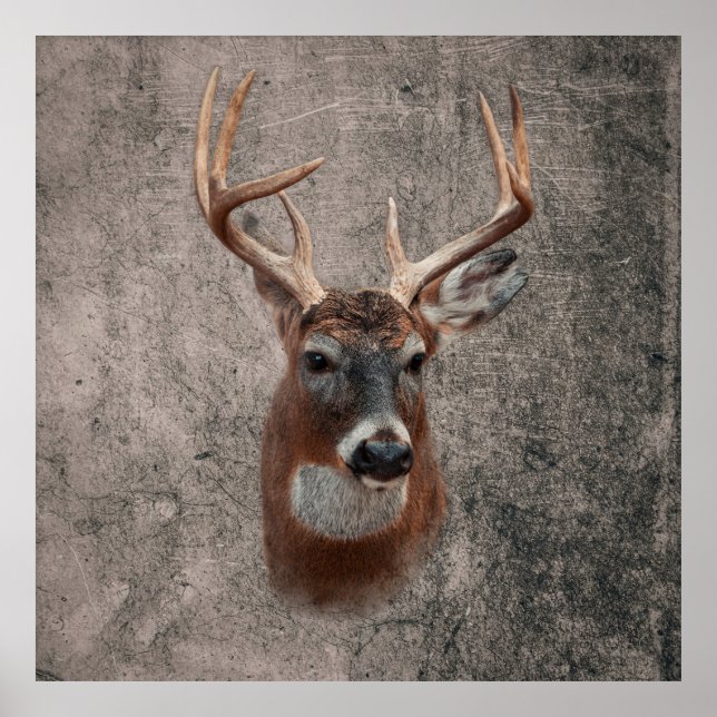 Majestic Deer Against Rustic Background Poster (Framsidan)