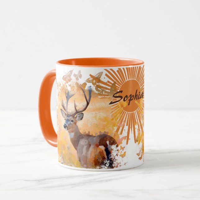 Majestic Deer in a Field of Wildflowers Mugg (Framsida vänster)