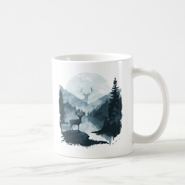 Majestic Deer in Forest Landscape Kaffemugg (Höger)