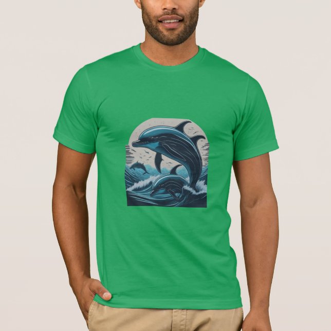 Majestic Dolphins Stänk T Shirt (Framsida)