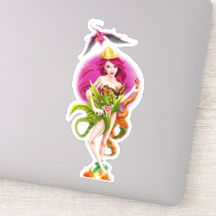 Majestic Dragon Princess Queen Flies Sticker Klistermärken