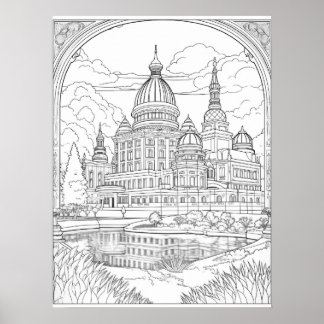 Majestic Dream Palace: Intricate Fantasy Poster