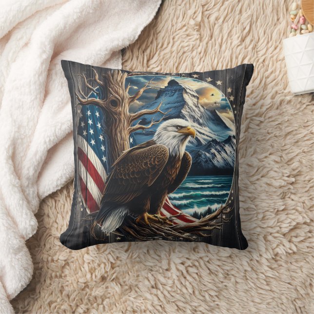 Majestic Eagle against Scenia American Background Kudde (Filt)