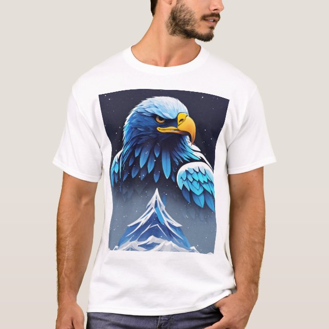 Majestic Eagle and Snowy Mountain T-Shirt (Framsida)