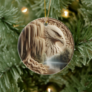Majestic Eagle bortser från Serene Sjö Julgransprydnad Keramik
