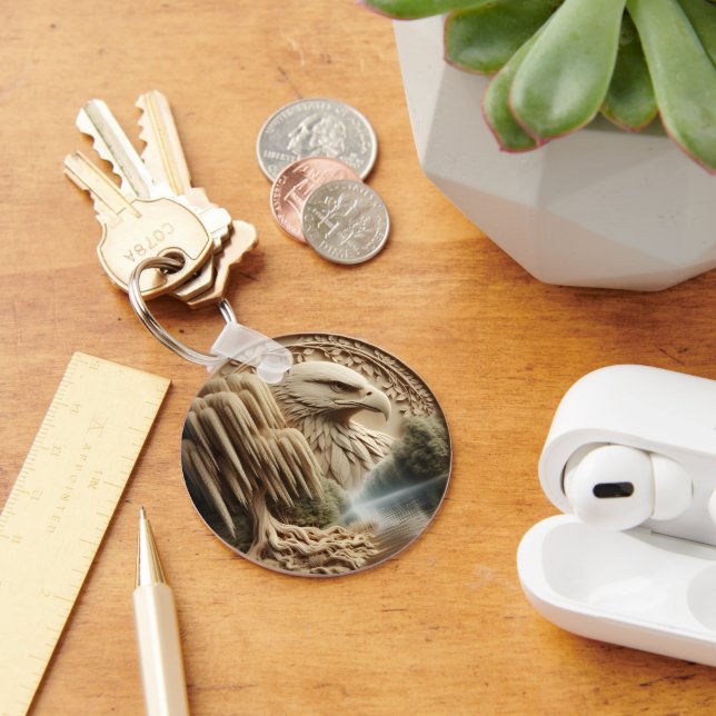 Majestic Eagle bortser från Serene Sjö Nyckelring (Skrivbord)