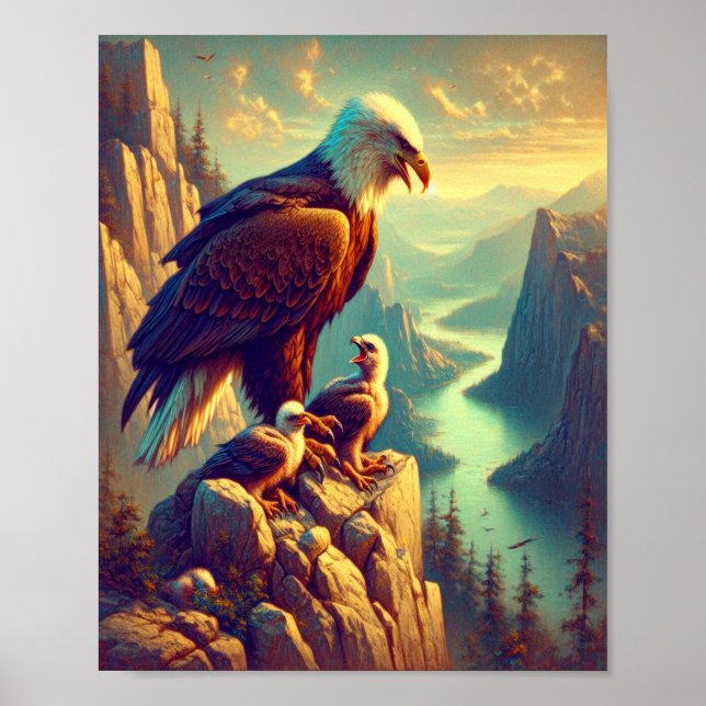 Majestic Eagle Capturing A Sjö Trout 8"x10" Poster (Framsidan)