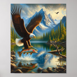Majestic Eagle Capturing A Sjö Trout 8"x10" Poster