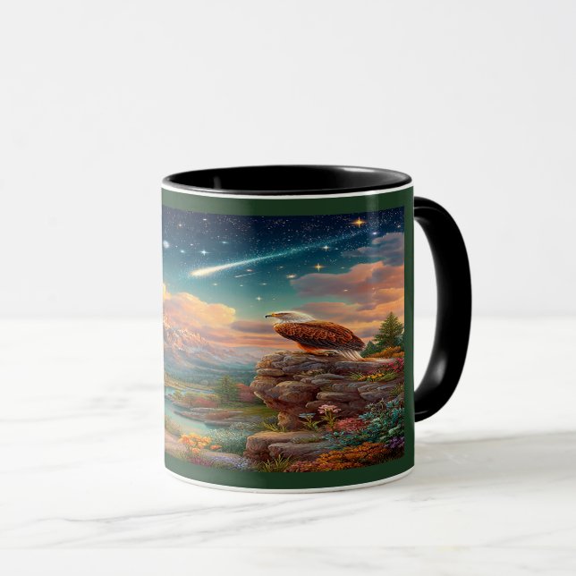 Majestic Eagle Cosmic Sky Mountain Mug Mugg (Framsida höger)