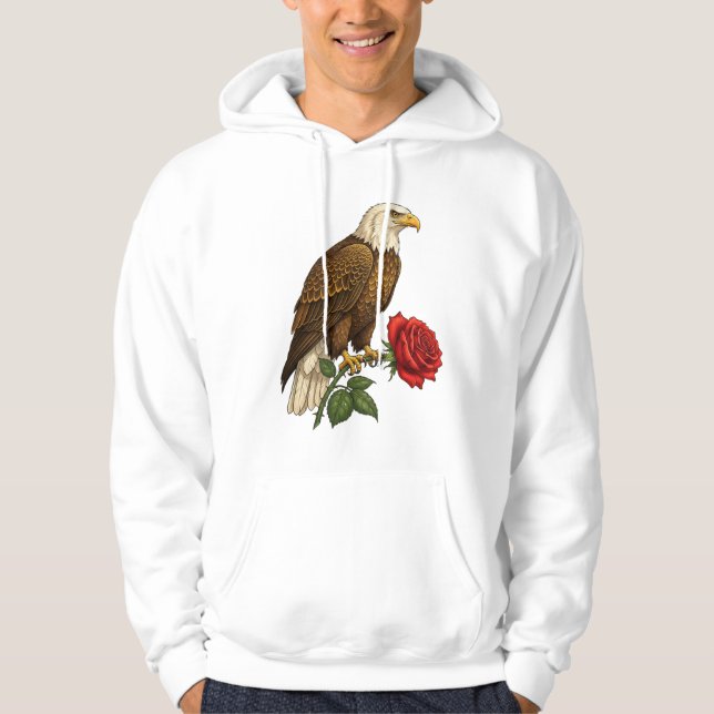 Majestic Eagle & Crimson Rose Emblem Hoodie (Framsida)