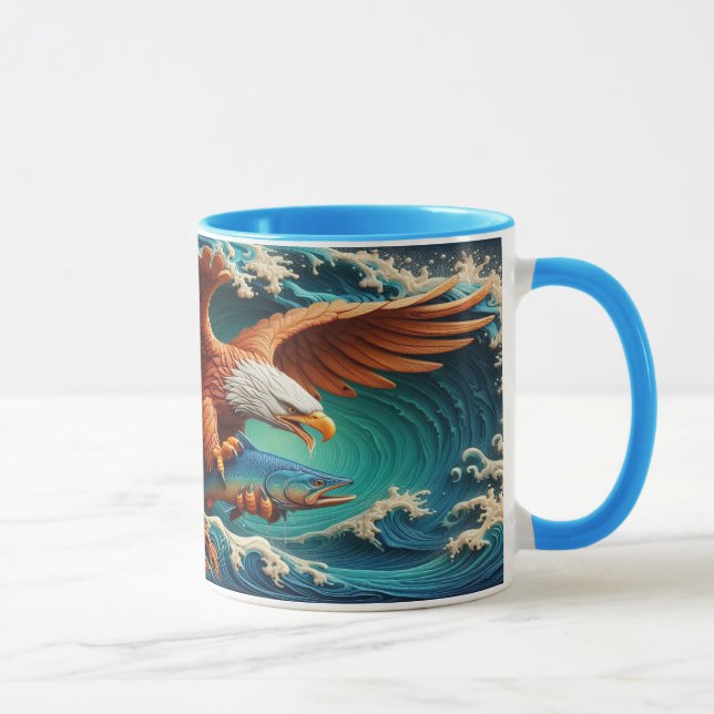 Majestic Eagle Fishing in a wave 36x24 Mugg (Höger)