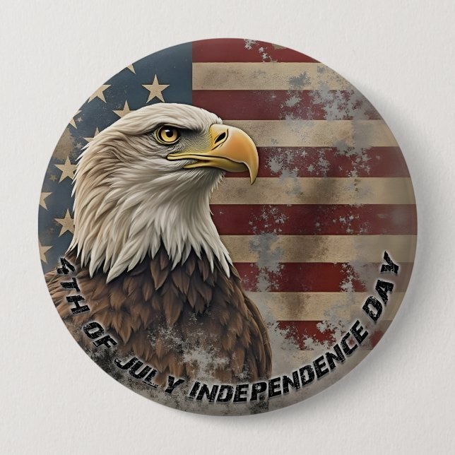 Majestic Eagle & Flagga - Frihetens anda Knapp (Framsida)