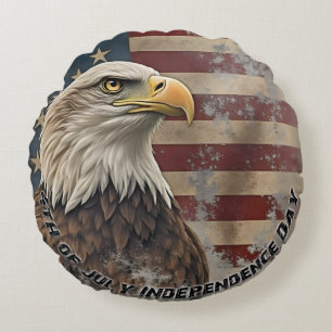 Majestic Eagle & Flagga - Frihetens anda Rund Kudde