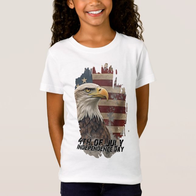 Majestic Eagle & Flagga - Frihetens anda T Shirt (Framsida)