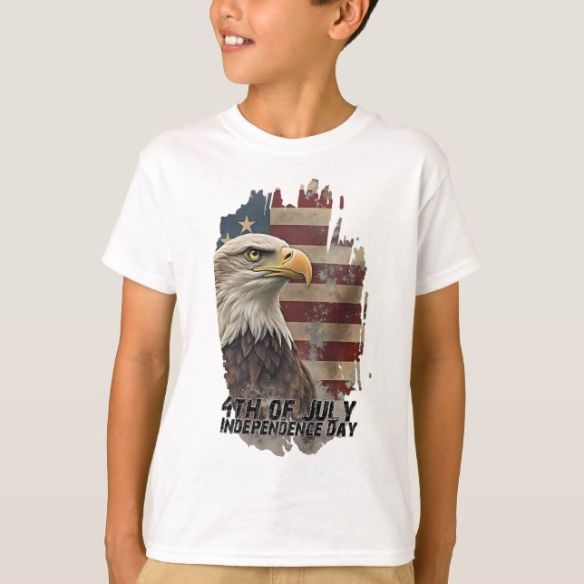 Majestic Eagle & Flagga - Frihetens anda T Shirt (Framsida)