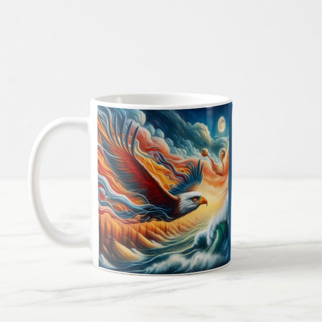 Majestic Eagle Fly som en Eagle Fantasy Art Kaffemugg (Vänster)