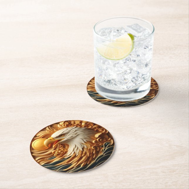 Majestic Eagle Grasping a Boll Underlägg Papper Rund (Insitu)