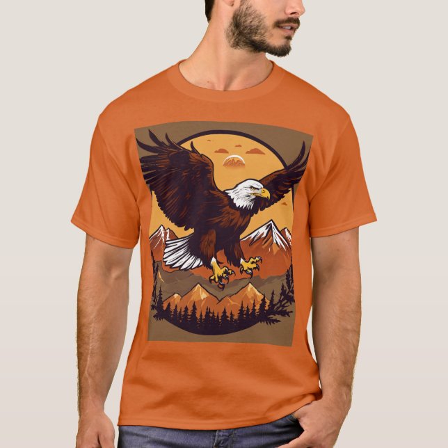 "Majestic Eagle: Intricate Scale and Flames Desig T Shirt (Framsida)