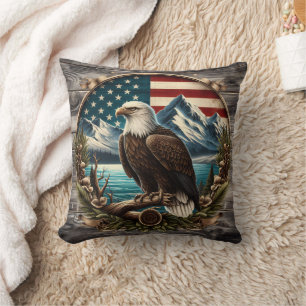 Majestic Eagle mot American Landscape Kudde