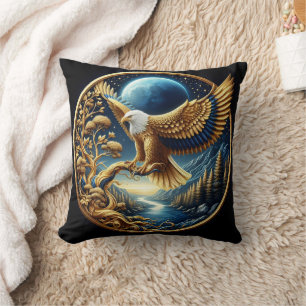 Majestic Eagle Perched by a Serene River Kudde