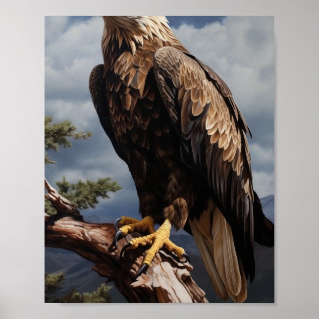 Majestic Eagle Perched on Träd Gren Poster (Framsidan)