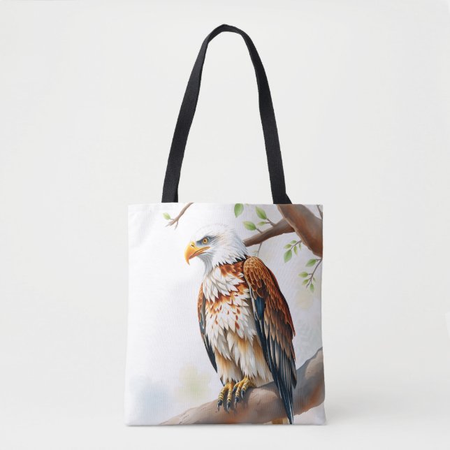 Majestic Eagle sitta vid Träd Gren Tygkasse (Framsida)