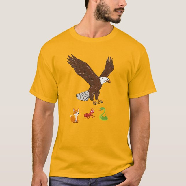 Majestic Eagle som blåser genom Stormy Himmel T Shirt (Framsida)