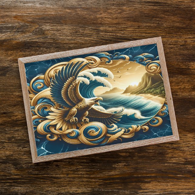 Majestic Eagle som flyger över Vatten Poster (Skapare uppladdad)