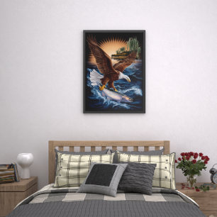 Majestic Eagle som odlar över fiske under Poster
